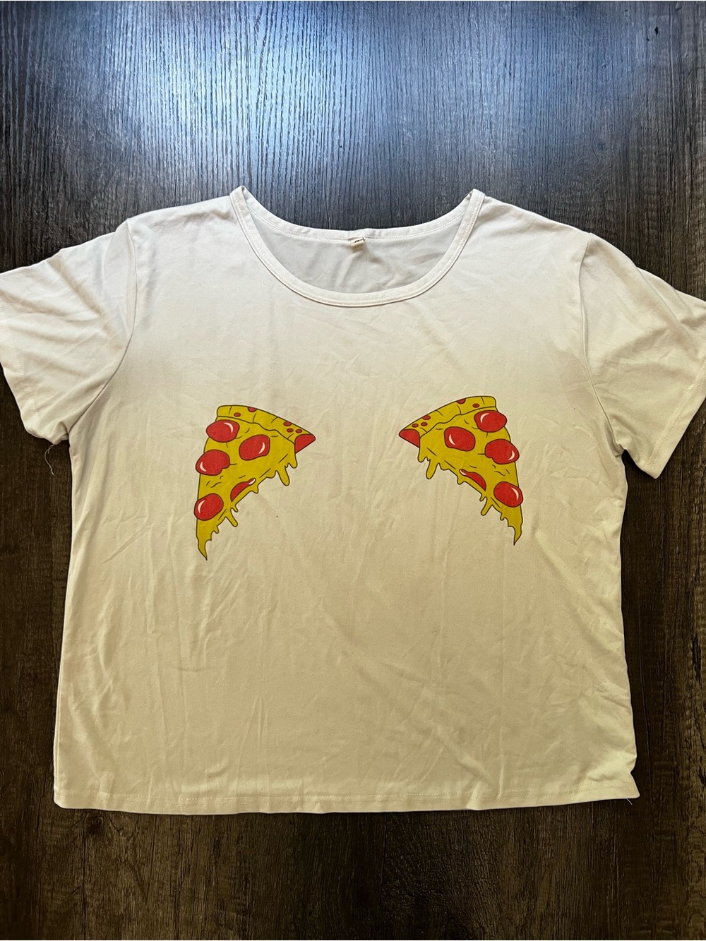 SHEIN White Tee with Pizza Slice Graphics